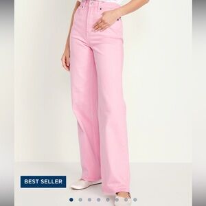 Old Navy Extra High Waisted Wide Leg Jeans- Pink